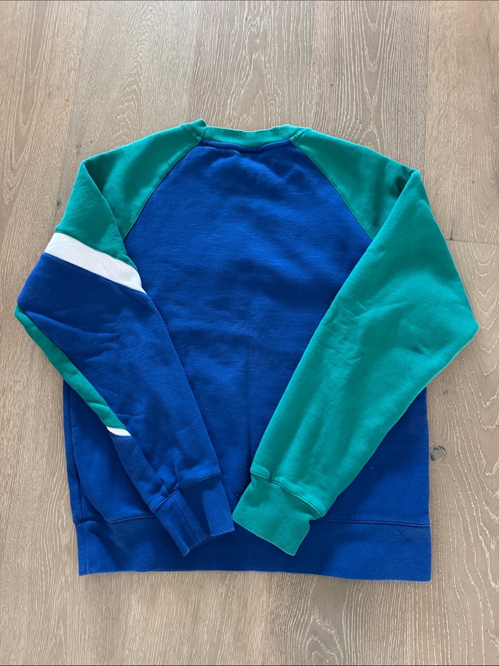 Vintage Nike Green, Blue & White Colorblock Swoosh Sweatshirt - Picture 5 of 5